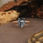 Unique, Classic, and Minimalist 3-Prong Pear Cut Black Rutilated Quartz Engagement Ring - Additional view