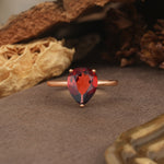 Unique, Classic, and Minimalist 3-Prong Pear Cut Garnet Engagement Ring - Additional view