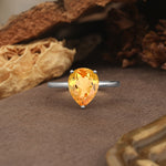 Unique, Classic, and Minimalist 3-Prong Pear Cut Citrine Engagement Ring - Additional view