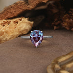 Unique, Classic, and Minimalist 3-Prong Pear Cut Alexandrite Engagement Ring - Additional view
