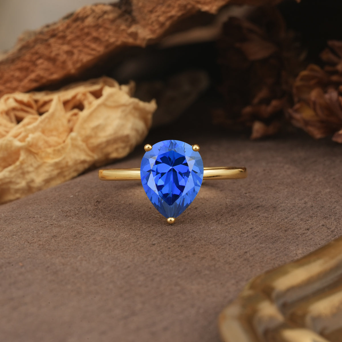 Unique, Classic, and Minimalist 3-Prong Pear Cut Sapphire Engagement Ring - Additional view