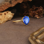 Unique, Classic, and Minimalist 3-Prong Pear Cut Sapphire Engagement Ring - Additional view