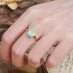 Unique, Classic, and Minimalist 3-Prong Pear Cut Fire Opal Engagement Ring - Additional view