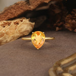 Unique, Classic, and Minimalist 3-Prong Pear Cut Citrine Engagement Ring - Additional view