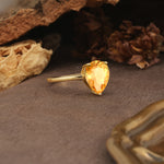 Unique, Classic, and Minimalist 3-Prong Pear Cut Citrine Engagement Ring - Additional view