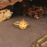 Unique, Classic, and Minimalist 3-Prong Pear Cut Citrine Engagement Ring - Additional view