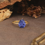 Unique, Classic, and Minimalist 3-Prong Pear Cut Tanzanite Engagement Ring - Additional view