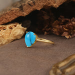 Unique, Classic, and Minimalist 3-Prong Pear Cut Turquoise Engagement Ring - Additional view