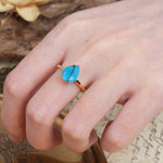 Unique, Classic, and Minimalist 3-Prong Pear Cut Turquoise Engagement Ring - Additional view