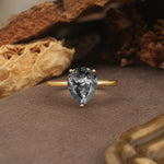 Unique, Classic, and Minimalist 3-Prong Pear Cut Black Rutilated Quartz Engagement Ring - Additional view