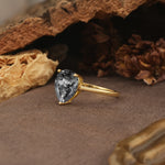 Unique, Classic, and Minimalist 3-Prong Pear Cut Black Rutilated Quartz Engagement Ring - Additional view
