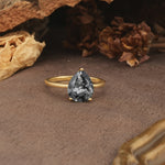 Unique, Classic, and Minimalist 3-Prong Pear Cut Black Rutilated Quartz Engagement Ring - Additional view
