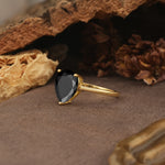Unique, Classic, and Minimalist 3-Prong Pear Cut Black Onyx Engagement Ring - Additional view
