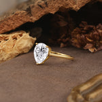 Unique, Classic, and Minimalist 3-Prong Pear Cut Lab Diamond Engagement Ring - Additional view
