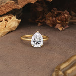 Unique, Classic, and Minimalist 3-Prong Pear Cut Lab Diamond Engagement Ring - Additional view