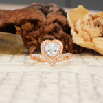 Luxurious and Unique 3-Prong Heart Cut Moissanite Engagement Ring - Additional view