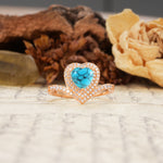 Luxurious and Unique 3-Prong Heart Cut Turquoise Engagement Ring - Additional view
