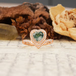 Luxurious and Unique 3-Prong Heart Cut Moss Agate Engagement Ring - Additional view