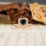 Luxurious and Unique 3-Prong Heart Cut Black Onyx Engagement Ring - Additional view
