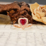 Luxurious and Unique 3-Prong Heart Cut Ruby Engagement Ring - Additional view