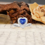 Luxurious and Unique 3-Prong Heart Cut Sapphire Engagement Ring - Additional view