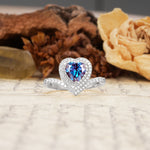 Luxurious and Unique 3-Prong Heart Cut Alexandrite Engagement Ring - Additional view
