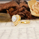 Luxurious and Unique 3-Prong Heart Cut Moissanite Engagement Ring - Additional view