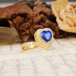 Luxurious and Unique 3-Prong Heart Cut Sapphire Engagement Ring - Additional view