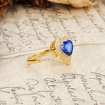 Luxurious and Unique 3-Prong Heart Cut Sapphire Engagement Ring - Additional view