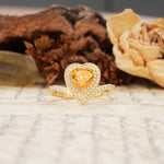 Luxurious and Unique 3-Prong Heart Cut Citrine Engagement Ring - Additional view