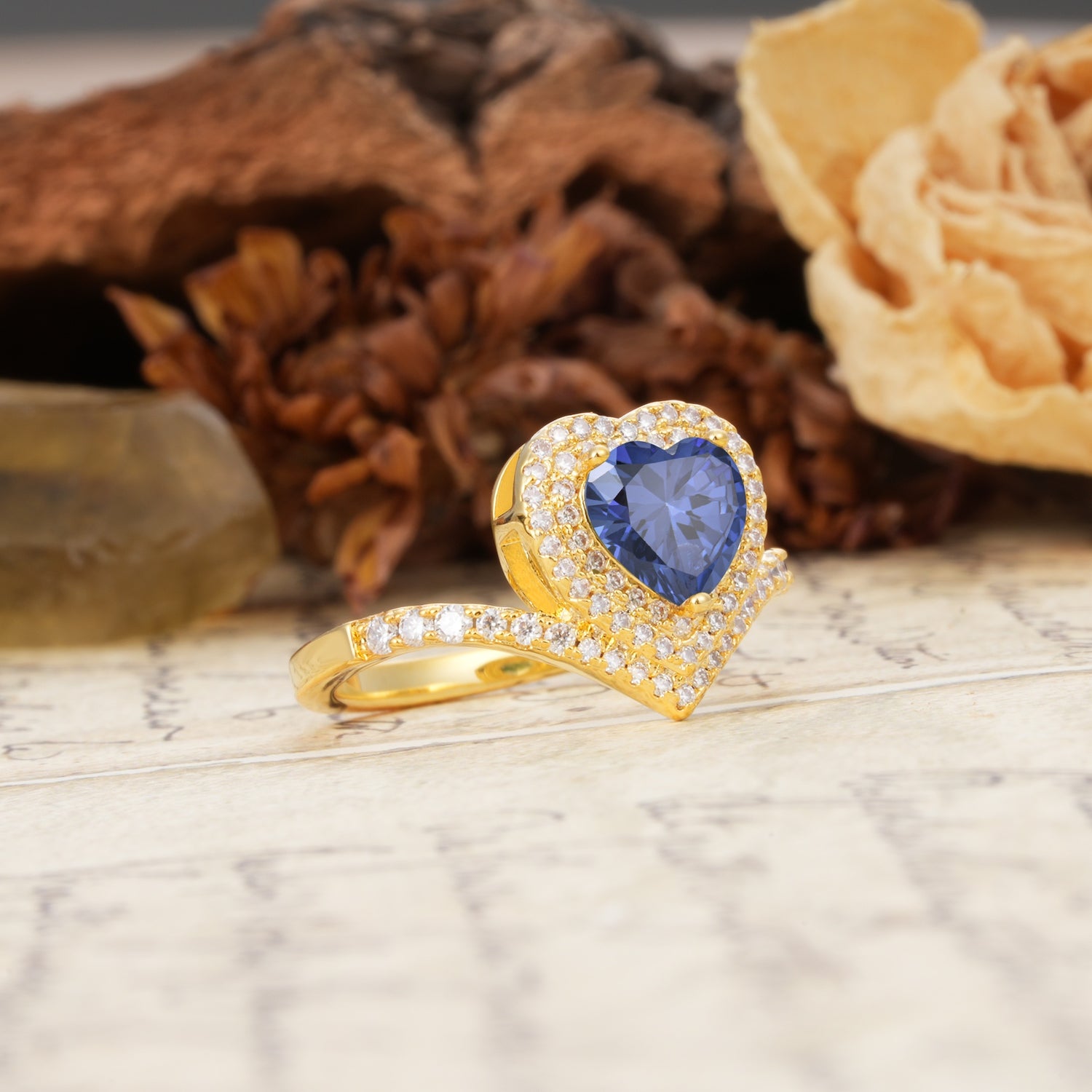 Luxurious and Unique 3-Prong Heart Cut Tanzanite Engagement Ring - Additional view