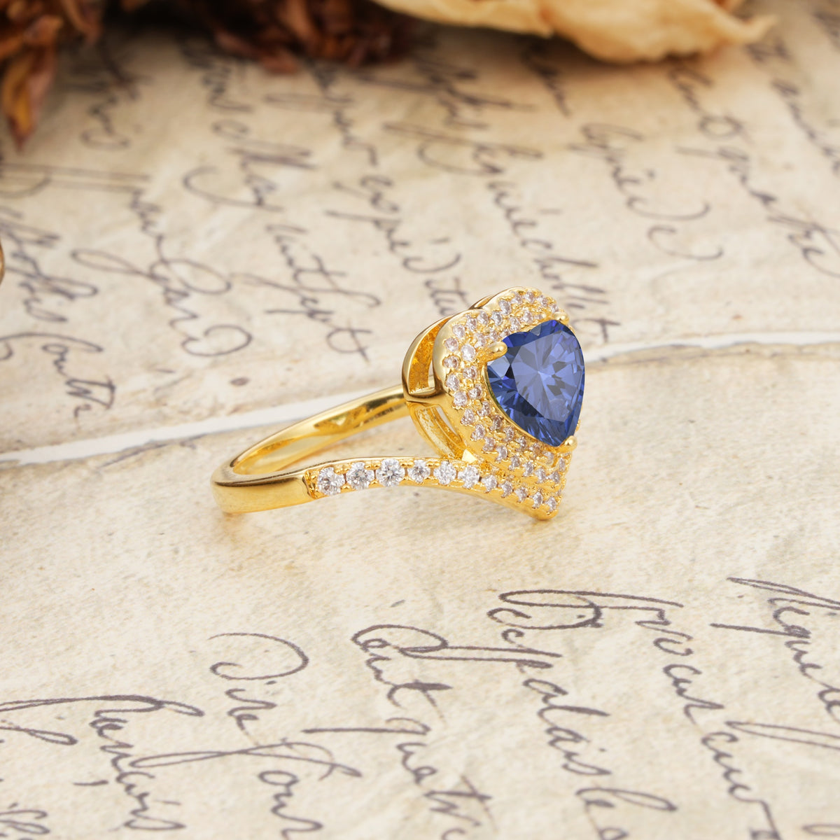 Luxurious and Unique 3-Prong Heart Cut Tanzanite Engagement Ring - Additional view
