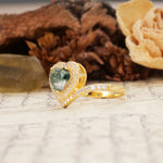 Luxurious and Unique 3-Prong Heart Cut Moss Agate Engagement Ring - Additional view