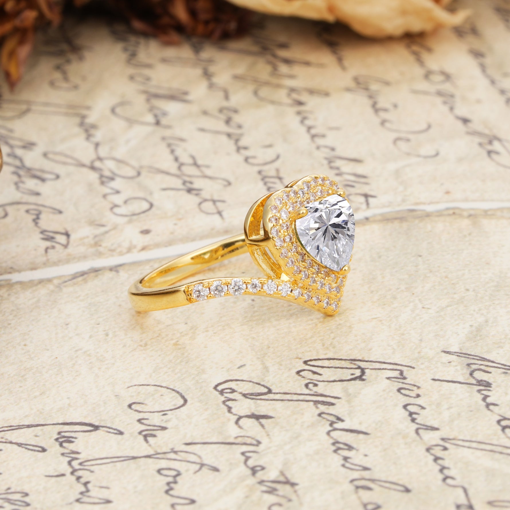 Luxurious and Unique 3-Prong Heart Cut Lab Diamond Engagement Ring - Additional view