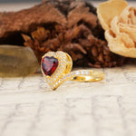 Luxurious and Unique 3-Prong Heart Cut Garnet Engagement Ring - Additional view