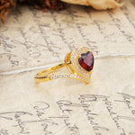 Luxurious and Unique 3-Prong Heart Cut Garnet Engagement Ring - Additional view