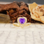 Luxurious and Unique 3-Prong Heart Cut Amethyst Engagement Ring - Additional view