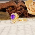 Luxurious and Unique 3-Prong Heart Cut Amethyst Engagement Ring - Additional view
