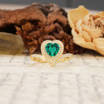 Luxurious and Unique 3-Prong Heart Cut Emerald Engagement Ring - Additional view