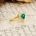 Luxurious and Unique 3-Prong Heart Cut Emerald Engagement Ring - Additional view