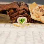 Luxurious and Unique 3-Prong Heart Cut Peridot Engagement Ring - Additional view