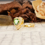 Luxurious and Unique 3-Prong Heart Cut Peridot Engagement Ring - Additional view