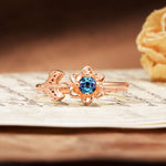 Natural-Inspired Floral Shape 4-Prong Round Cut Alexandrite Engagement Ring - Additional view