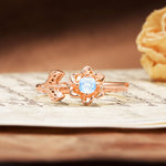 Natural-Inspired Floral Shape 4-Prong Round Cut Moonstone Engagement Ring - Additional view