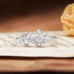 Natural-Inspired Floral Shape 4-Prong Round Cut Moissanite Engagement Ring - Additional view