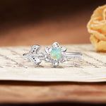 Natural-Inspired Floral Shape 4-Prong Round Cut Fire Opal Engagement Ring - Additional view