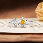Natural-Inspired Floral Shape 4-Prong Round Cut Citrine Engagement Ring - Additional view