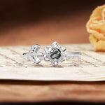 Natural-Inspired Floral Shape 4-Prong Round Cut Black Rutilated Quartz Engagement Ring - Additional view