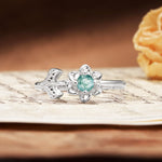 Natural-Inspired Floral Shape 4-Prong Round Cut Moss Agate Engagement Ring - Additional view