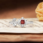 Natural-Inspired Floral Shape 4-Prong Round Cut Garnet Engagement Ring - Additional view